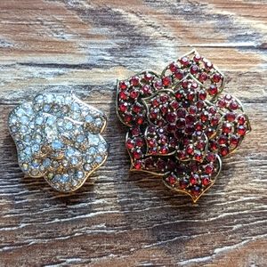 Lot of 2 Vintage Flower Brooches Art Deco Mid Century Vintage Jewelry